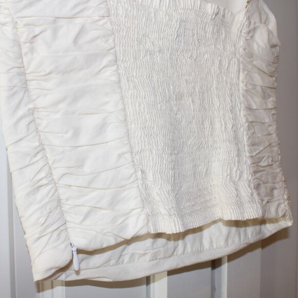 ZARA White Ruched Draped Poplin Top with Smocked Back | Small - Picture 9 of 10